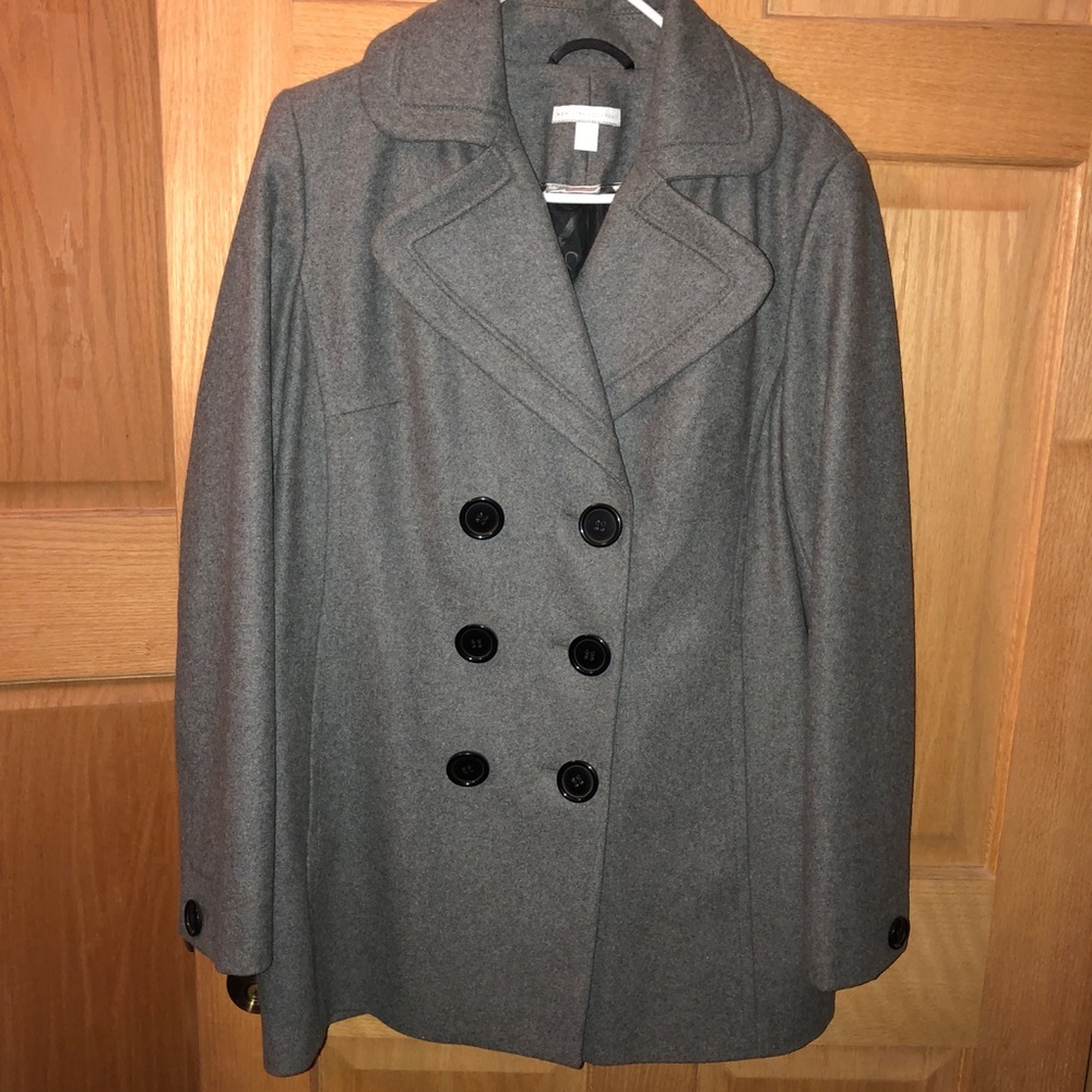 Women’s Gray Button-Up Pea Coat